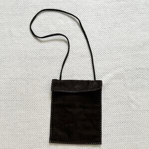 Helen Kaminski Brown Nubuck Soft Leather Contrast White Stitch Crossbody Pouch